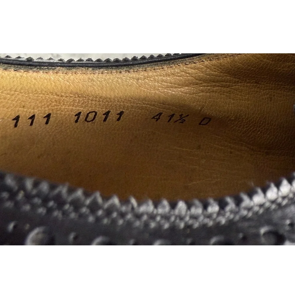 VTG Gucci Men's Black Leather Wingtip Brogue Oxford‎ Shoes Made in IT Sz 41.5 D